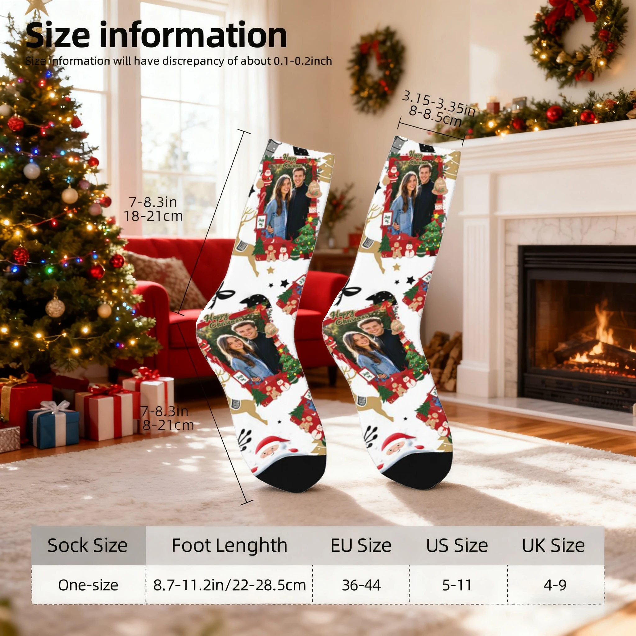 Calzini personalizzati Calzini per coppia Calzini natalizi Calzini per il viso con foto personalizzate Nome personalizzato Regalo per l'anniversario di matrimonio
