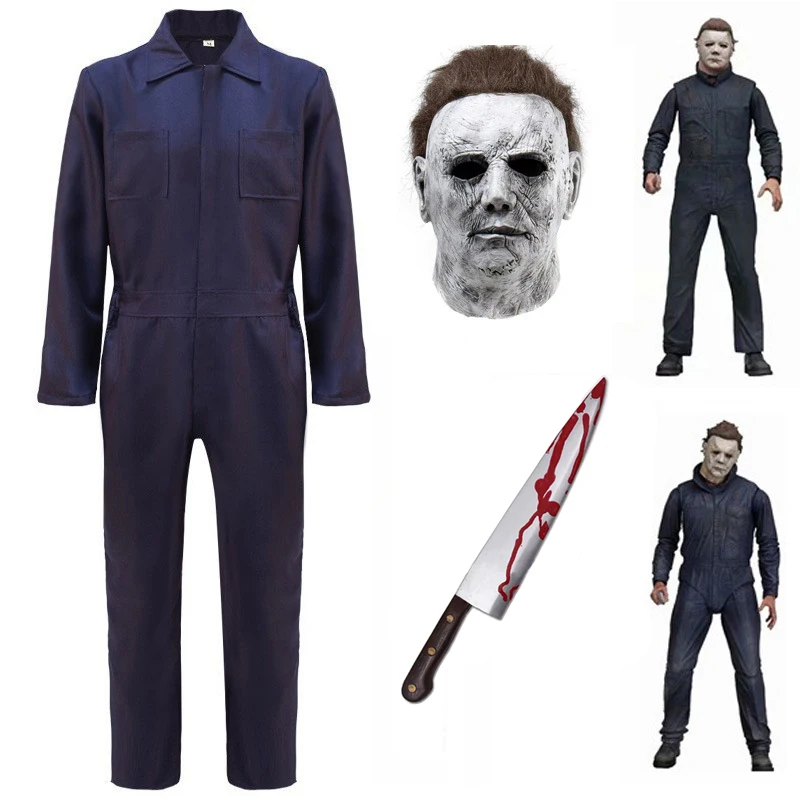 

Костюмы для косплея Майкла Майерса, униформа для ролевых игр на Хэллоуин, головные уборы, карнавальный наряд на Хэллоуин для мужчин