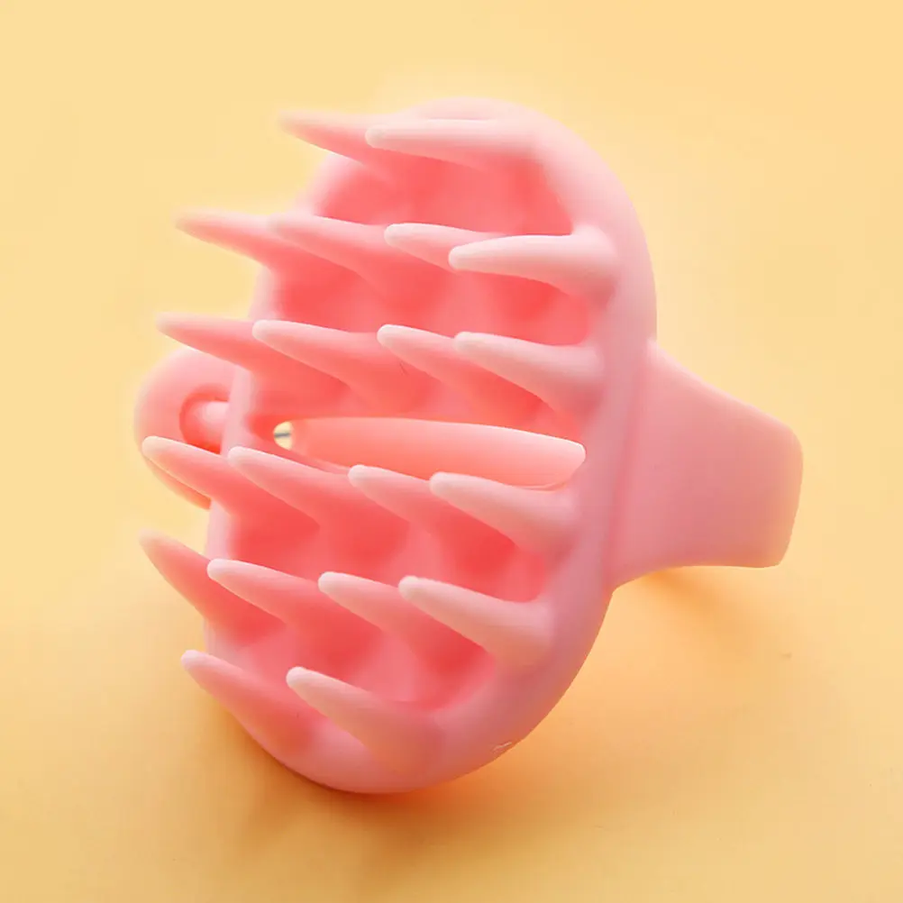 Silicone Shampoo Brush Pink Adjustable Handle Hair Scalp Massager Scalp Massage Tool Hair Growth Dandruff Control Washing Device view 2