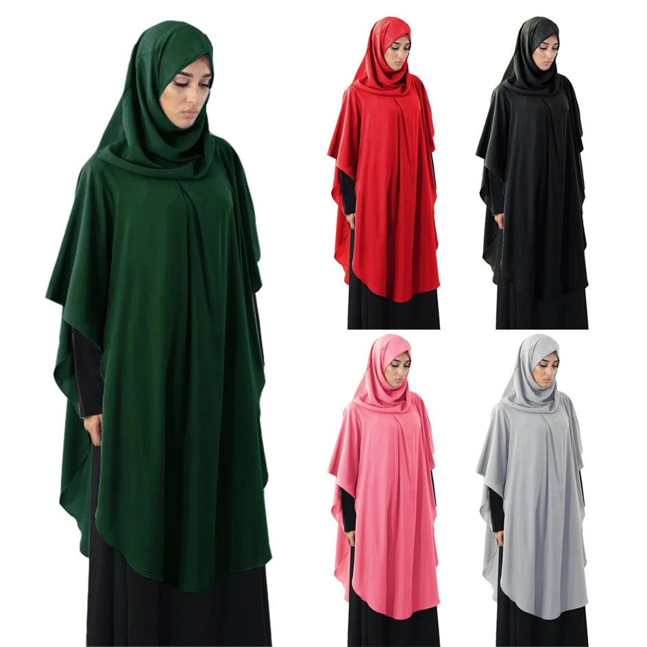 

Modest Hooded Abaya Women Muslim Islamic Ramadan Large Hijab Khimar One Pieces Amira Arab Overhead Prayer Niqab Burqa Long Tops