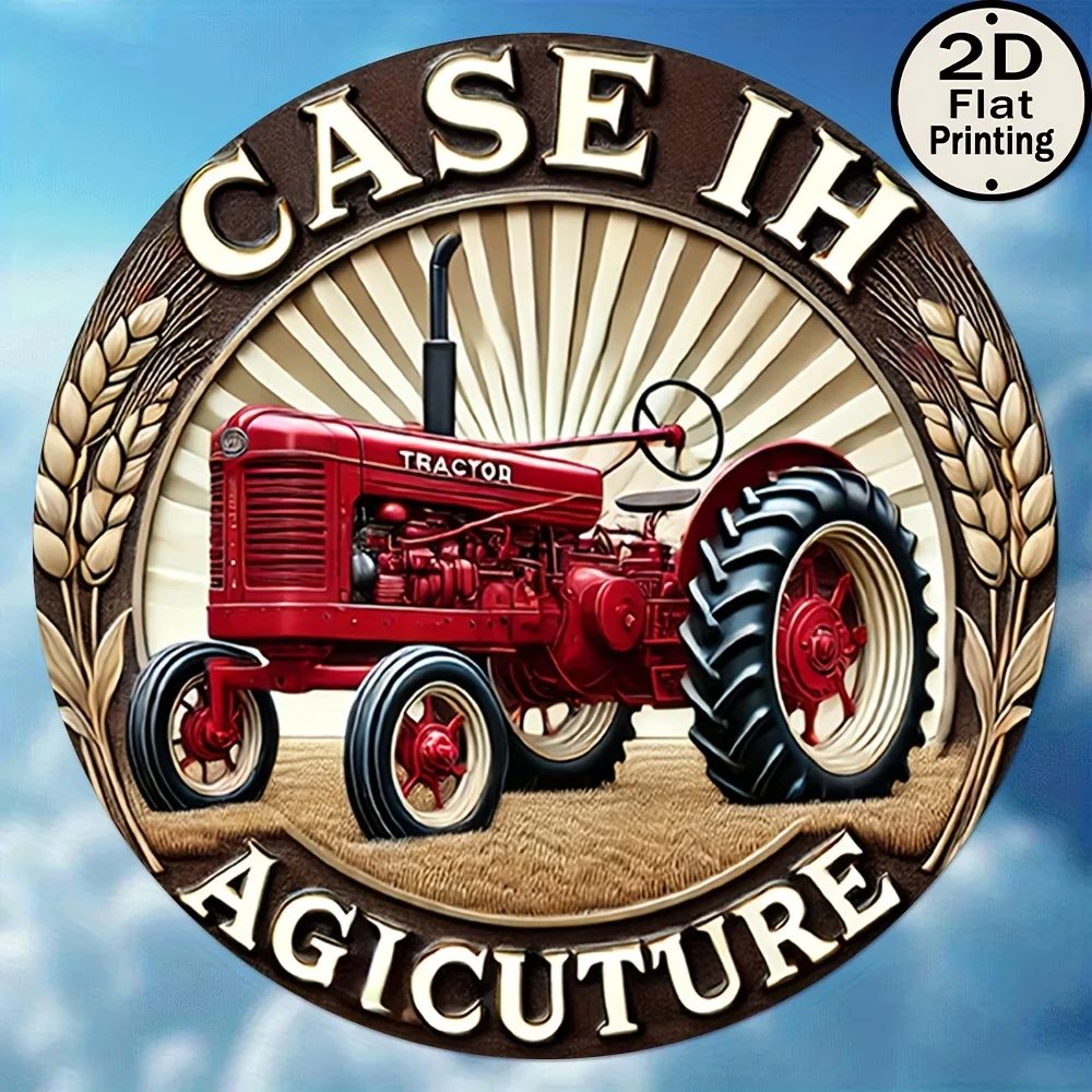 1 unidad de impresión plana 2D, Tractor "Case IH, letrero de Metal redondo clásico reutilizable Vintage de 20,32 cm, conduciendo el futuro de la agricultura, fo