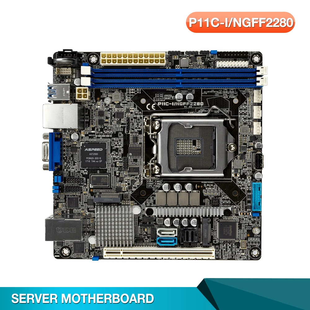 P11C-I/NGFF2280 For ASUS Servermotherboard C242 M.2 Dual Port Gigabit, ITX Motherboard