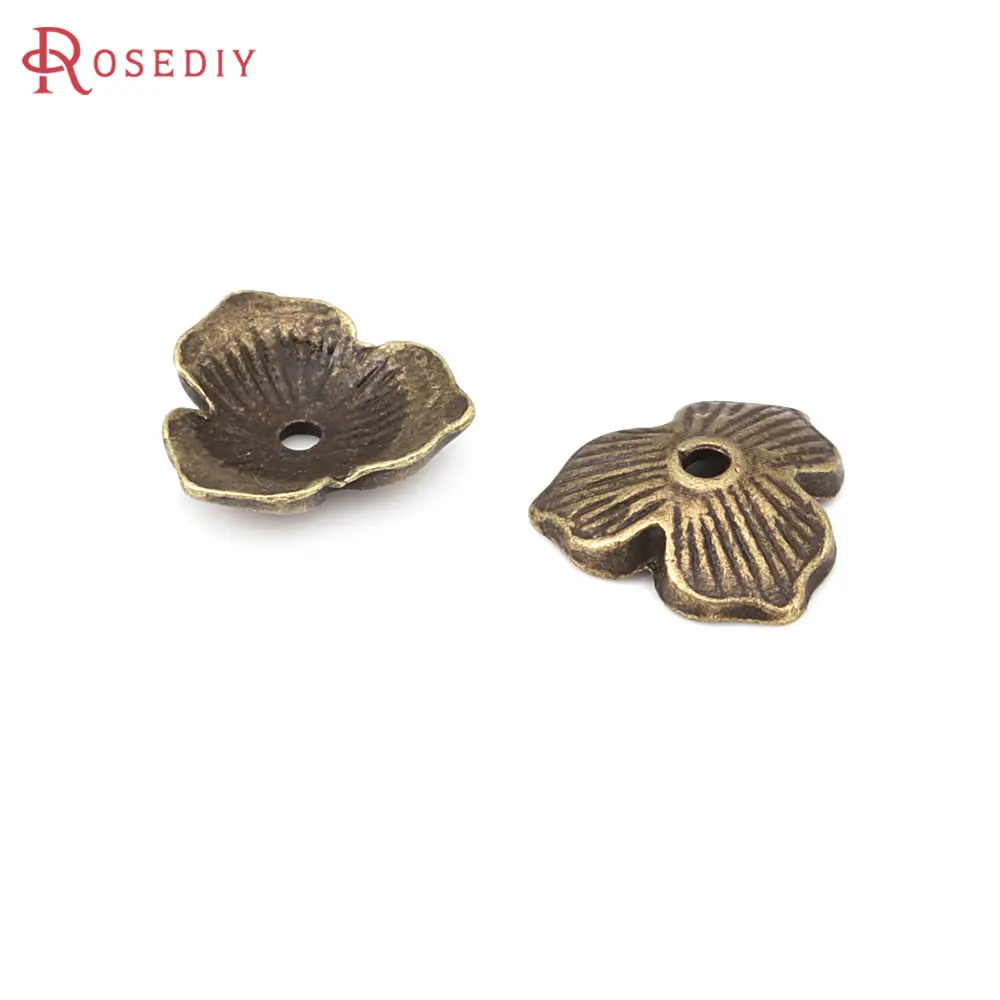 (JM809)50 pieces 10mm-11mm Antique Bronze Antique Silver color Flower Hat Alloy Bead Caps Findings Accessories 