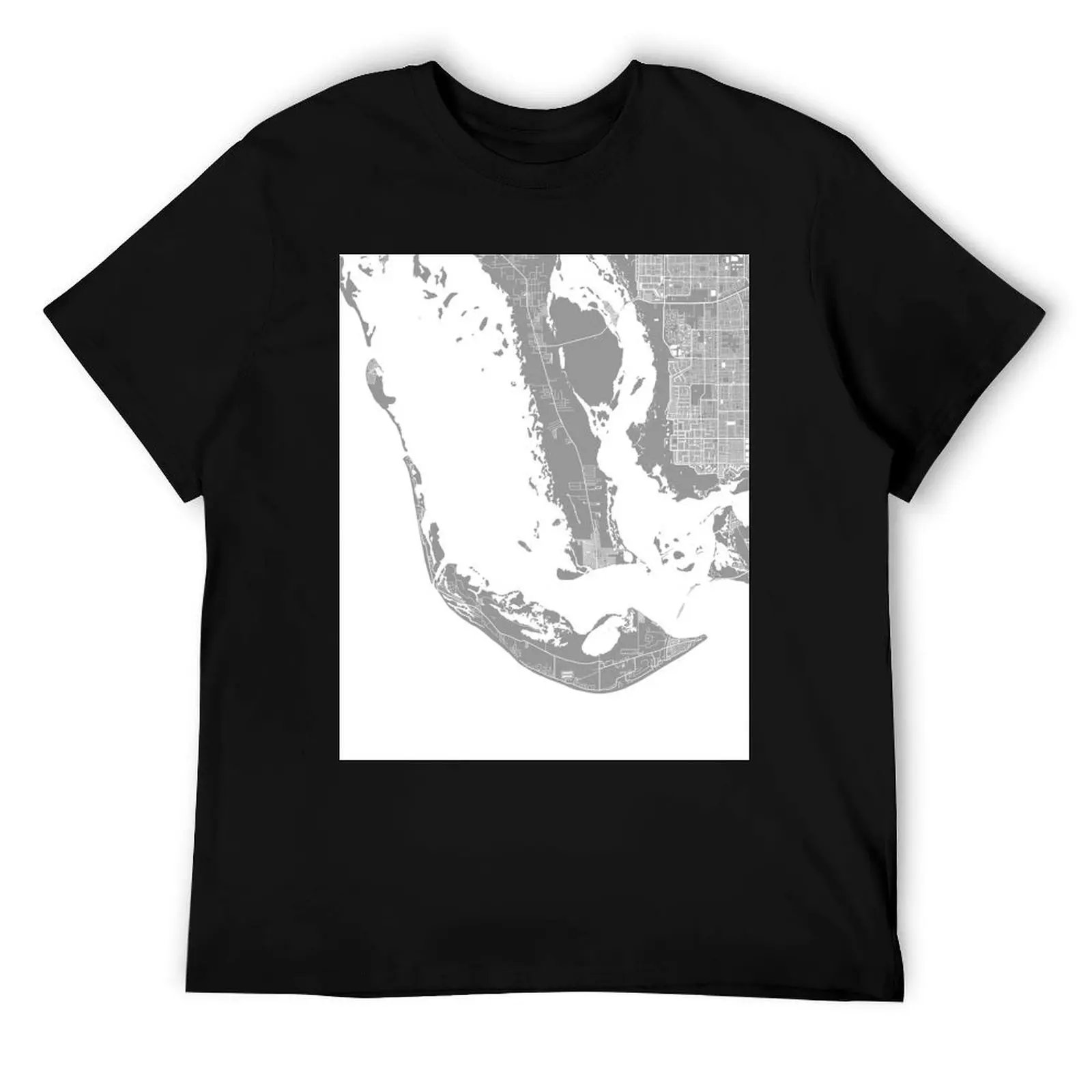 

Sanibel island map grey T-Shirt cotton t shirts man 100% man t shirt cotton high quality T-Shirt