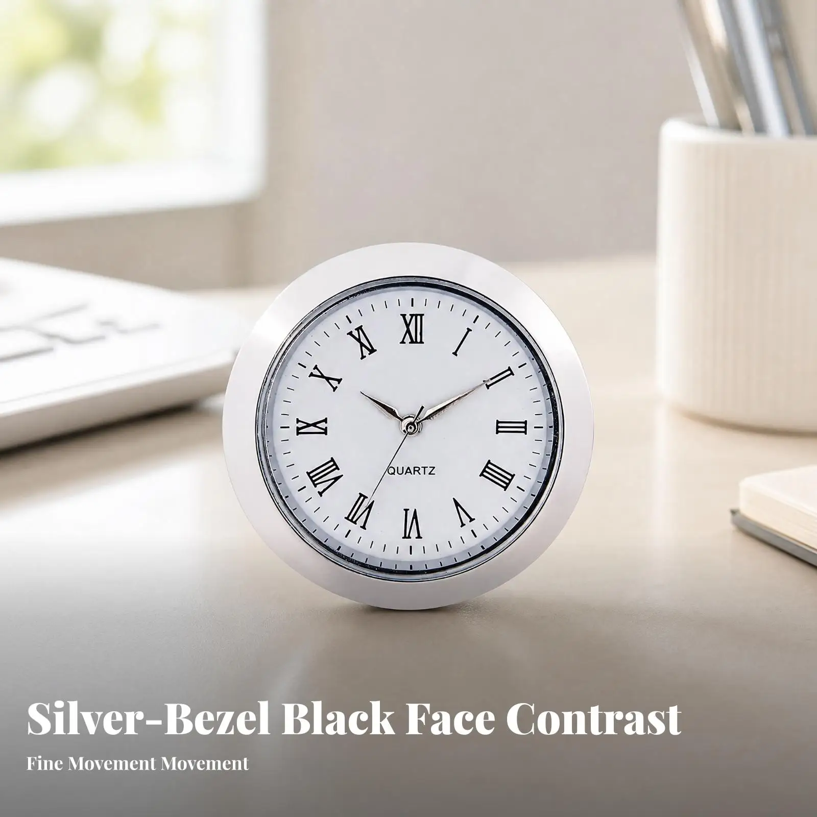 Metal Quartz Clock Insert 36.5mm Diameter Roman Numeral Dial for Clock Repair and Custom Timepiece Art