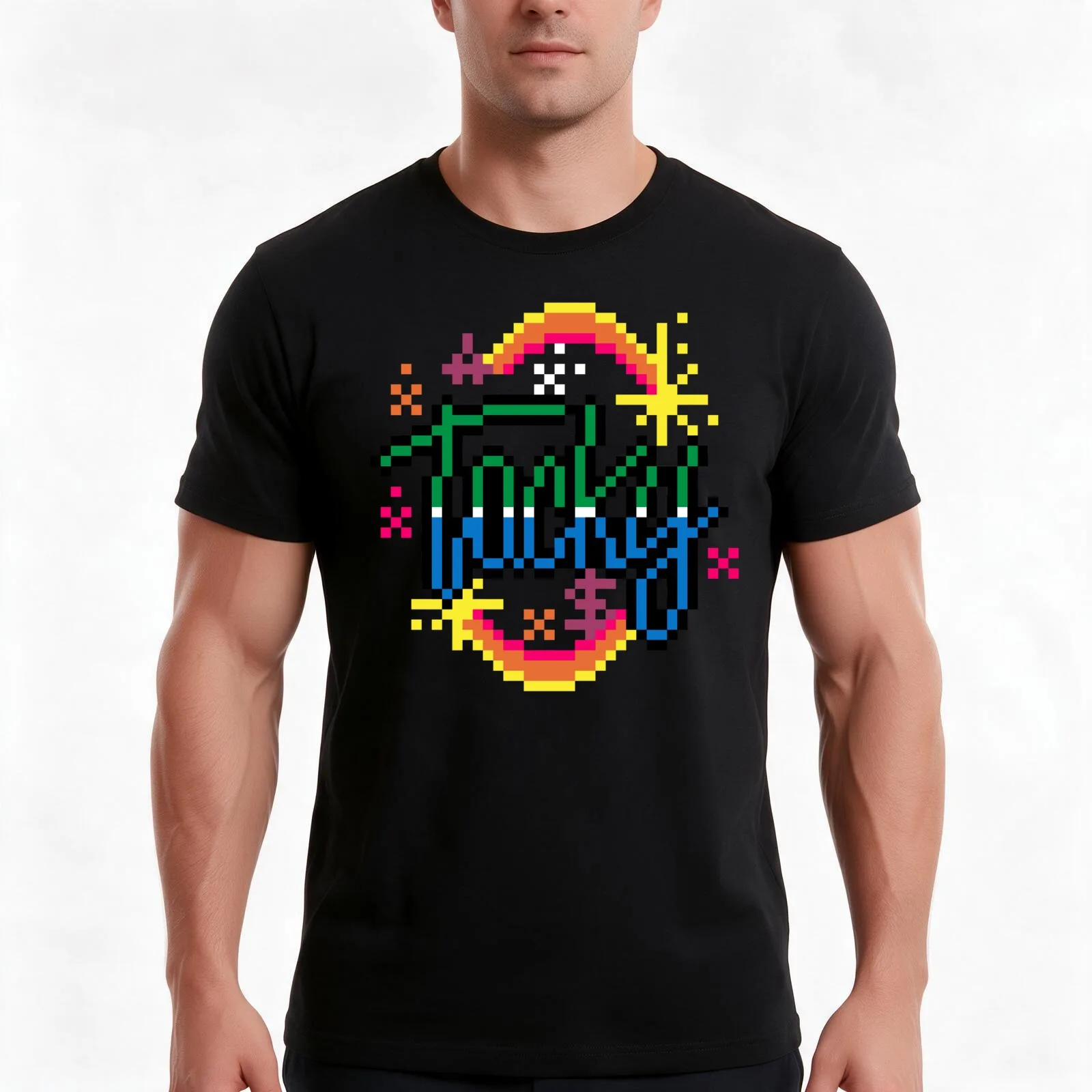 8-Bit Tacky T-Shirt Summer Casual Cotton Tee Oversized Streetwear Tops Vintage Graphic Print Loose Fit Short Sleeve