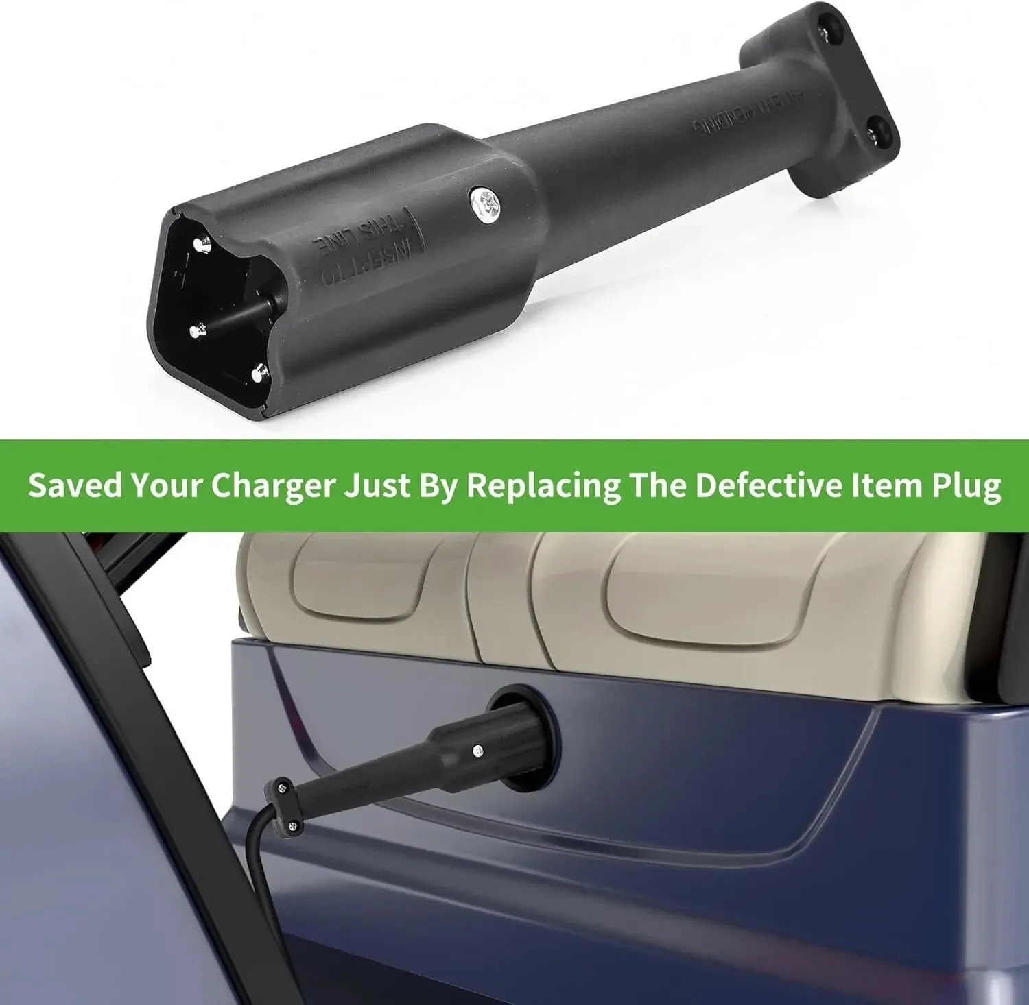 

48V 3-Pin Golf Cart Battery Charger Plug Connector Drive G29 YDRE Drive Replace OEM #JW9-82174-00