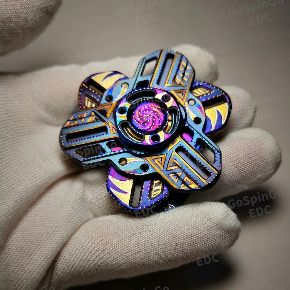 KTS EDC سبائك التيتانيوم الثلاثي تململ سبينر اليد نحت ثلاثة شفرات تململ سبينر أدوات تخفيف القلق #6