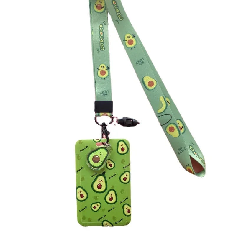 Strawberry Avocado Prints Employee Staff Work Pass Card Holder ID Tag with Lanyard Bank Working Permit Case Sleeve Badge Holder