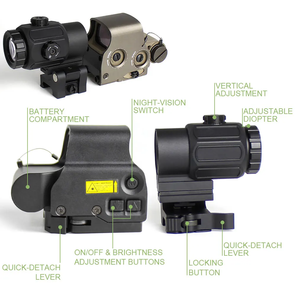 Imagem -05 - Lupa Holográfica 558 Red Dot Sight G43 3x Optic Riser Mount Acessório Tático Sotac-exps3