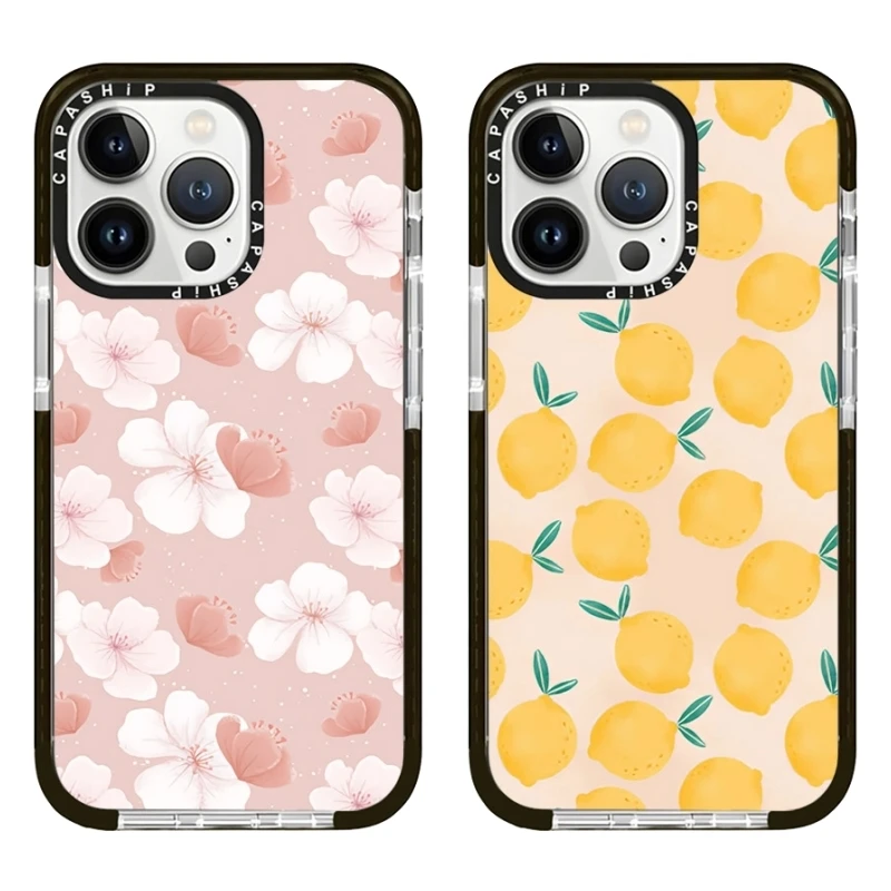 Pink White Stamen Flowers Yellow Lemon Case For iPhone 16 15 14 13 12 11 Pro X XS XR Max 7 8 Plus SE TPU Shockproof Back Cover