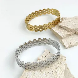 New honeycomb hollow stainless steel gold plated 18K bracelet, high quality waterproof silver jewelry, gift for couples