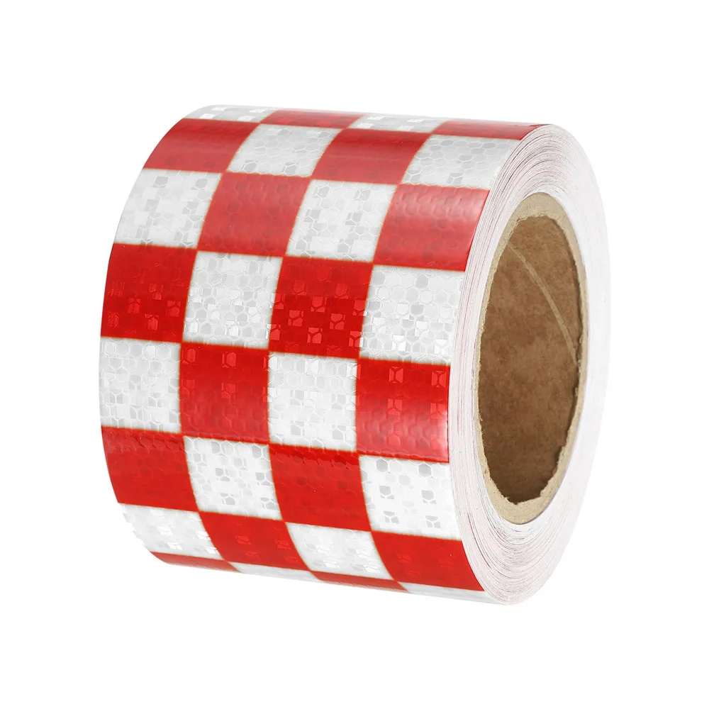 10CM*5M Grid Reflectors Tape Red White Reflective Stickers Waterproof Self-Adhesive Safety Warning Conspicuity Strips For Trucks