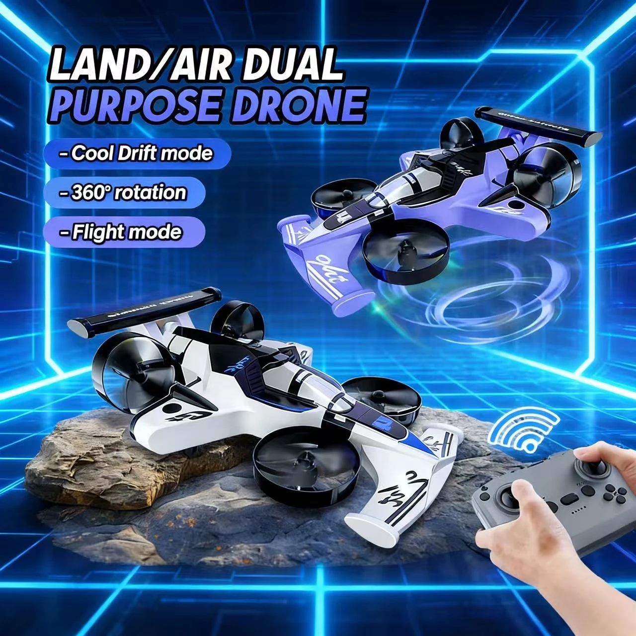 

Мини-дрон Land Air Flying Car 2 в 1, двухрежимный гоночный радиоуправляемый автомобиль 2,4G с 4 роторами, детская игрушка для бездорожья, подарок для детей и взрослых