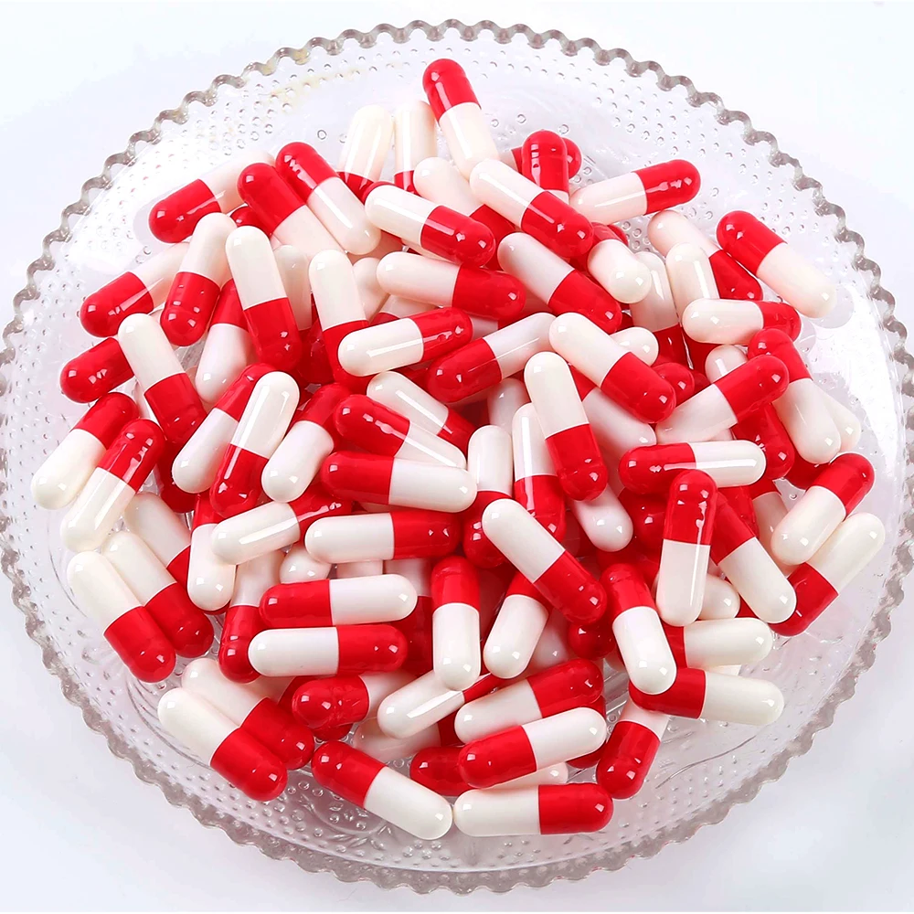 

10000pcs Size 0# Szie 00# Size 1# Empty Gelatin Capsule Red White Gel Medicine Pill Vitamins Personal Health Pill Halal Muslin