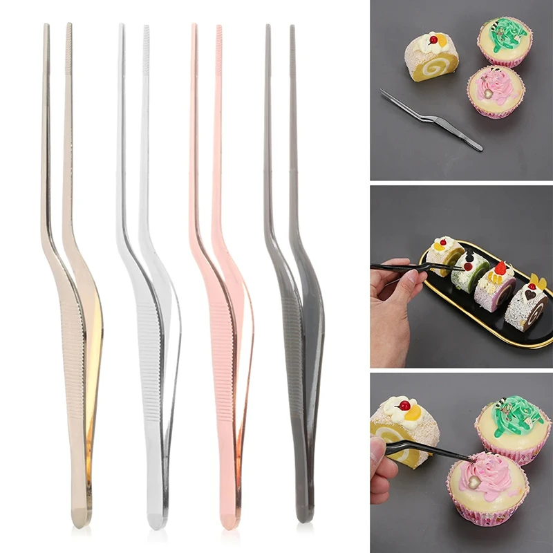 Set Di 3 Pinzette Da Cucina In Acciaio Inox, 16 Cm, Con Punta Offset E Impugnatura Scanalata Antiscivolo - 2
