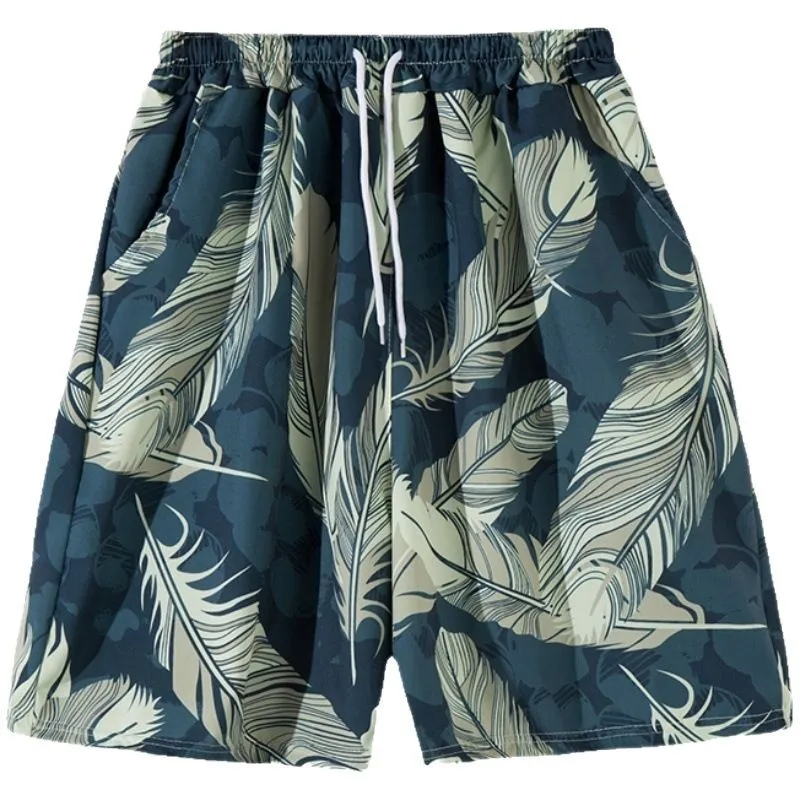 

Свободные пляжные брюки большого размера для путешествий в Таиланде, мужские быстросохнущие повседневные большие брюки с пятью точками, шорты для отдыха Sanya Island