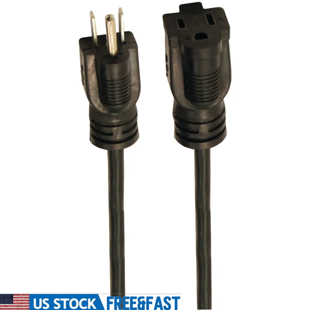 

15Ft 1 Outlet Grounded Extension Cord 3-Prong Workshop Power Supply UL Listed Heavy Duty Durable Cable