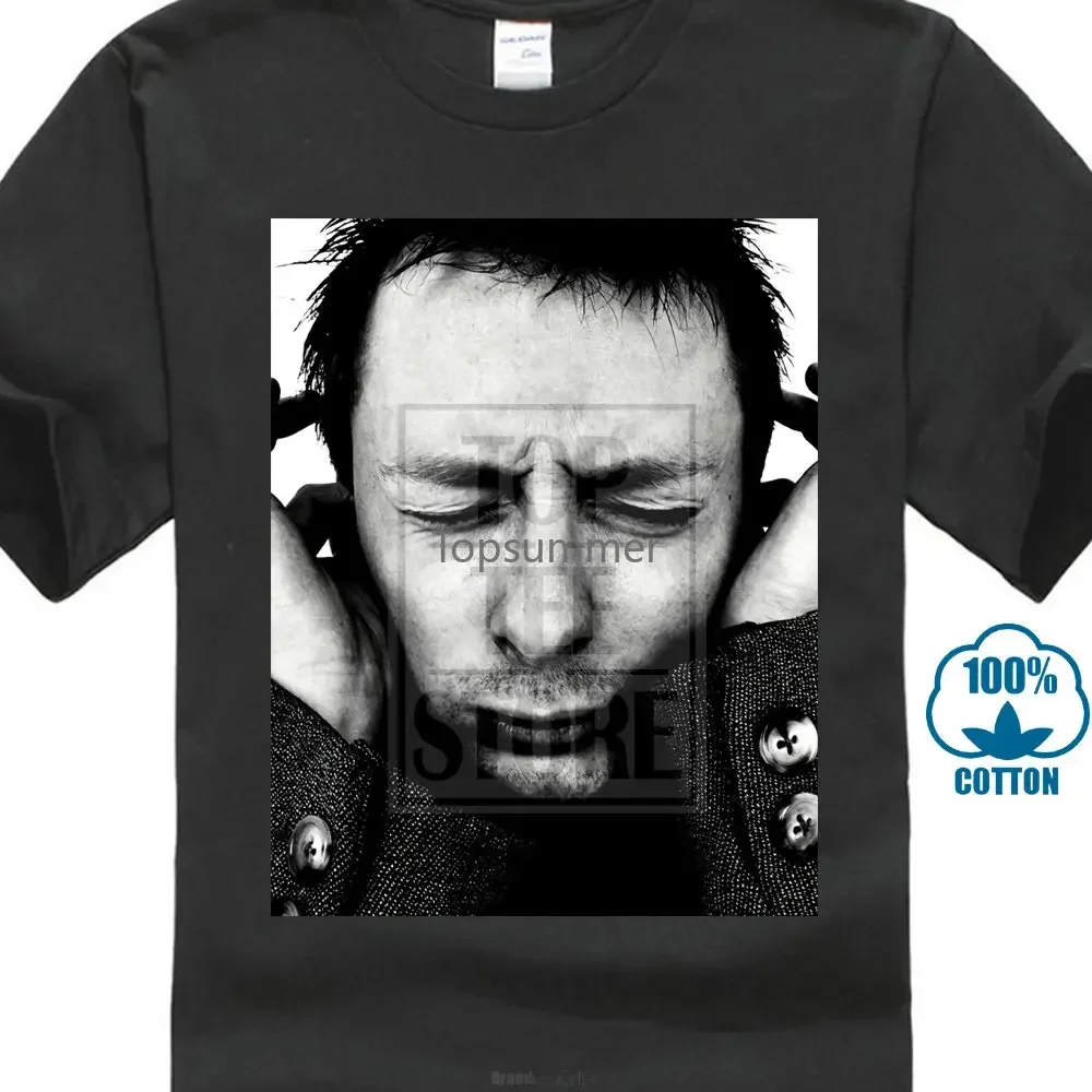 Thom yorke vintage retro gráfico t camisa masculina rádiohead reino unido brit pop rock band