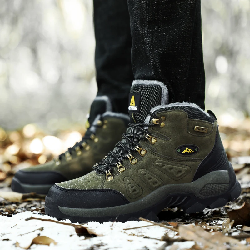 Plus Original Hiking Shoes Men Outdoor Mountain Climbing Sneaker Mens Top Quality Winter Lace-Up Non-slip Fashion Snow Boots2024