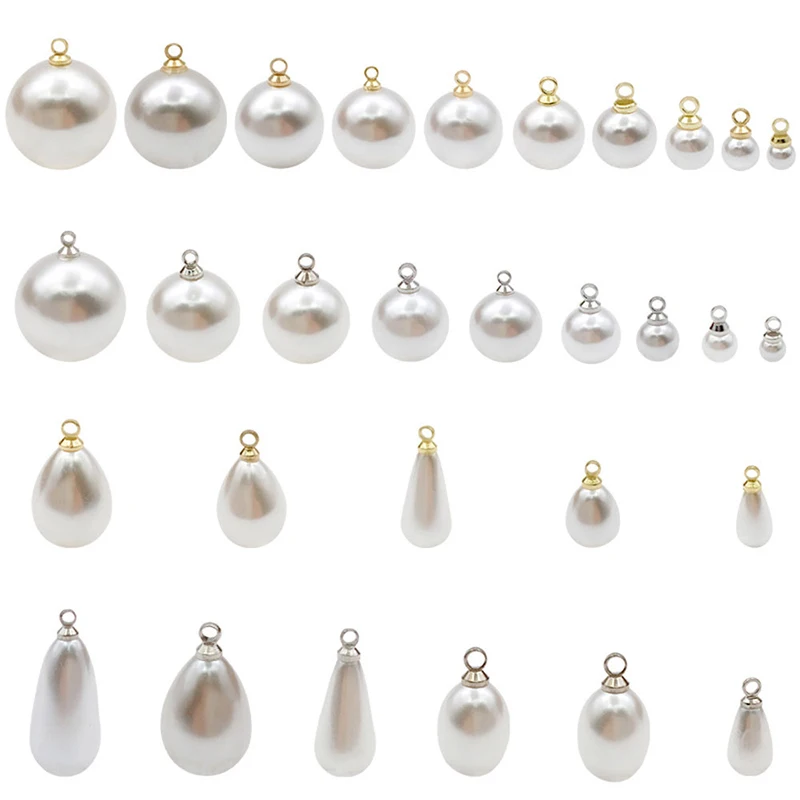 60pcs/lot Mix DIY Pearl High Imitation Round Water Drop-shaped Pearl Pendant