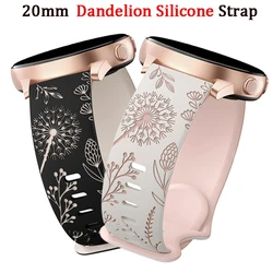20mm Universal Dandelion Silicone Strap for Samsung Galaxy Watch 7 6 4 5Pro/6 Classic Double Color Elegent Women's Wristbands