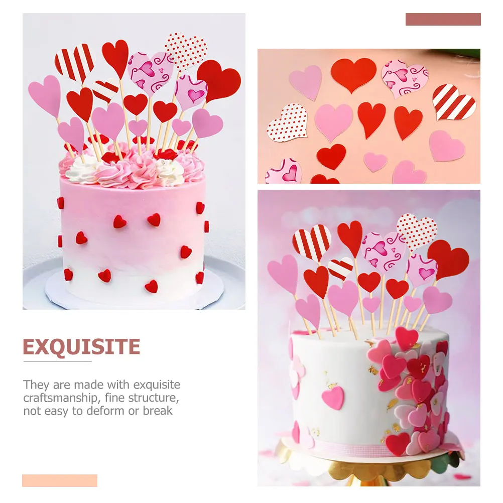

10Packs Colorful Heart Cupcake Toppers Cake Pick Decors for Love Theme Party Valentine Day Cake Decoration Festive Baking