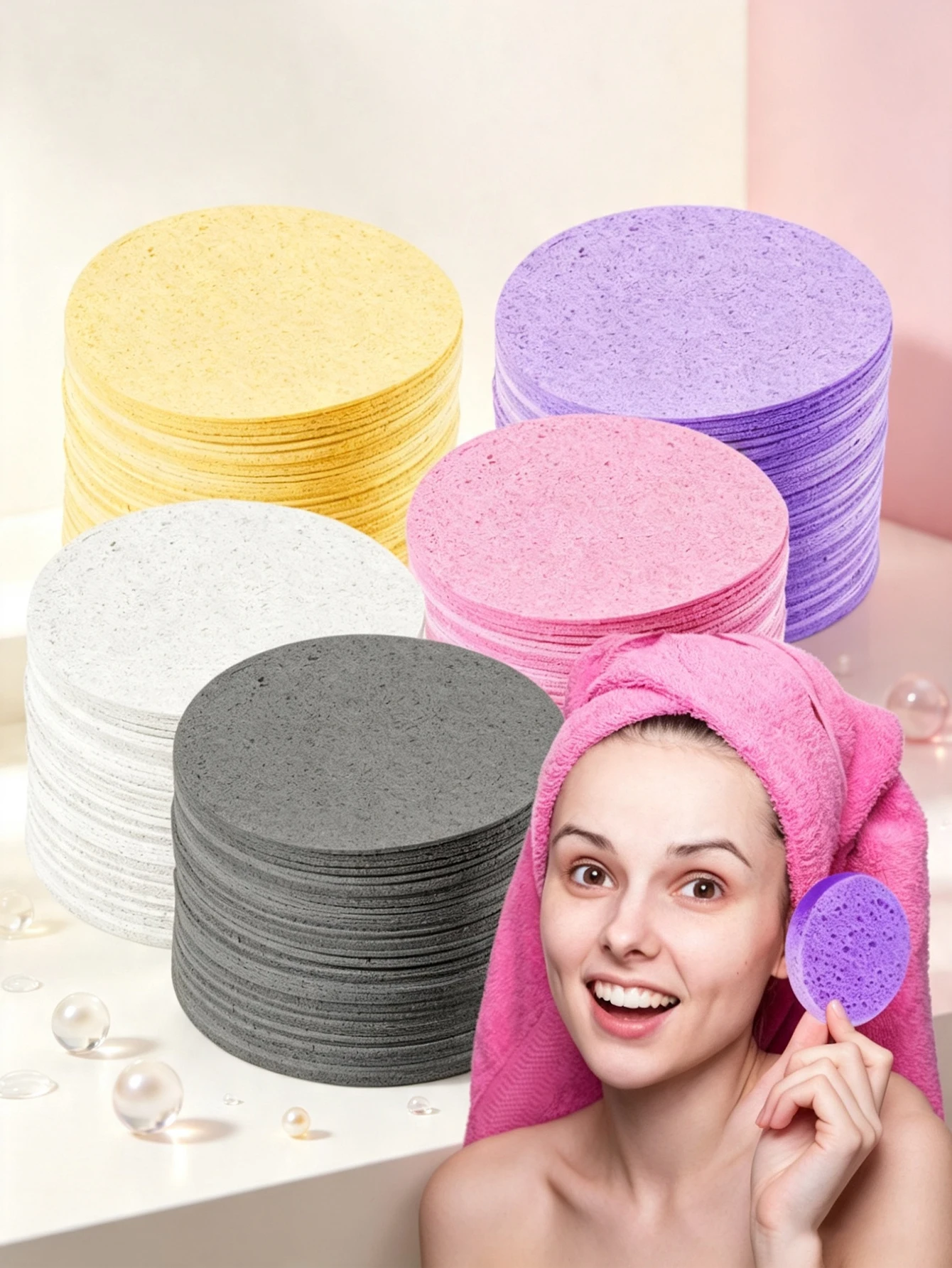 Skincare Exfoliating - 10/50 Pack of Round Ultra-Soft Compressed