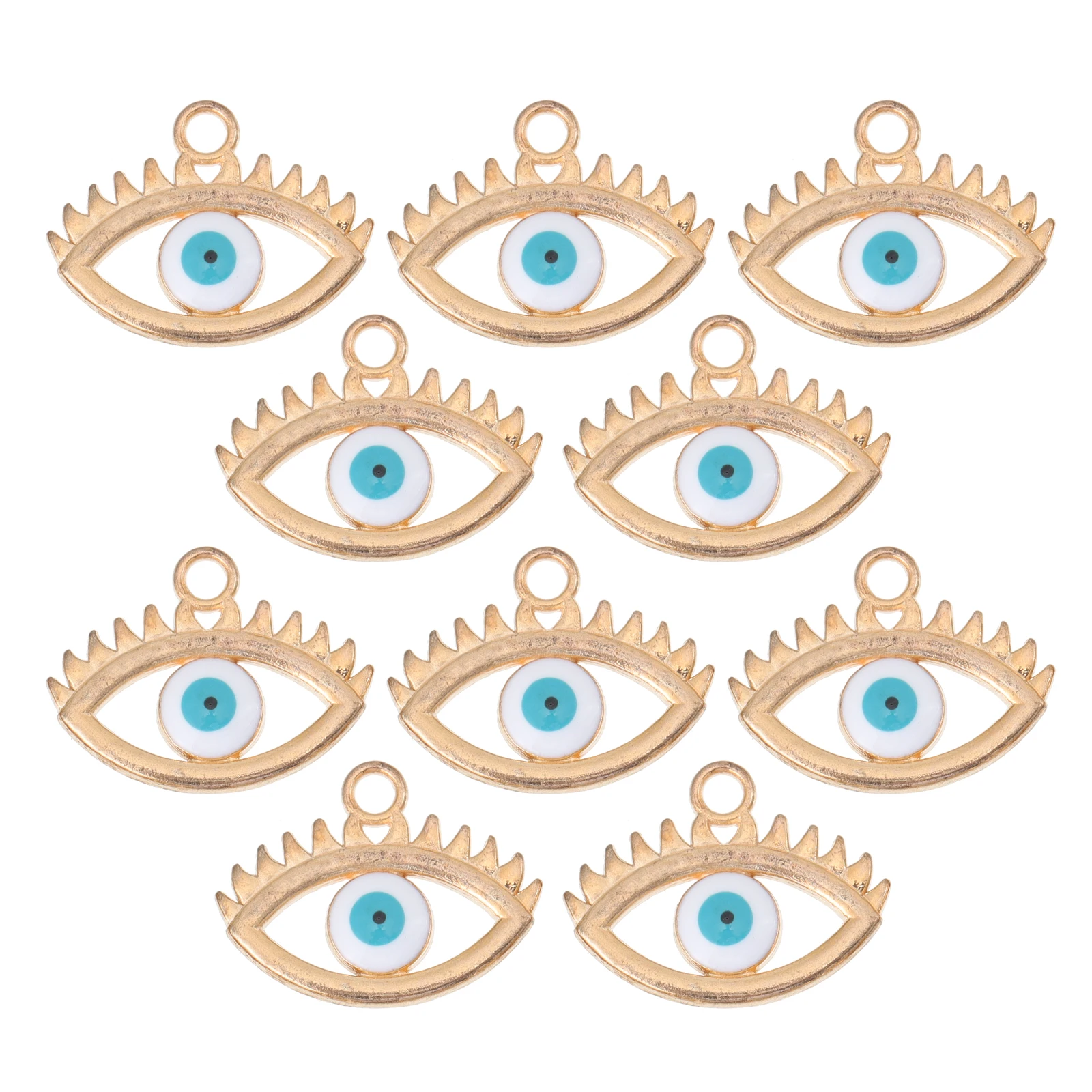 

10 Pcs Alloy Evil Eye Charms Compact DIY Jewelry Making Accessories Unique Pendant Beads White Crystal Evil Eye Pendants