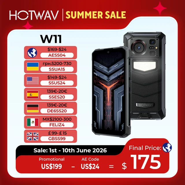 [Światowa premiera] HOTWAV W11 Wytrzymały telefon 20800mAh 280LM Latarka 6,6 '' FHD + Smartfon 33W 24MP Noktowizor Telefon komórkowy