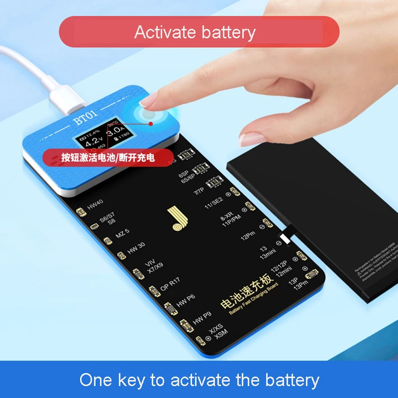 JC BT01แบตเตอรี่ Fast Charging Board จอแสดงผล LCD Type-C PD Charger Tester สำหรับโทรศัพท์6-13PM Android One-คลิกเปิดใช้งานการตรวจจับ