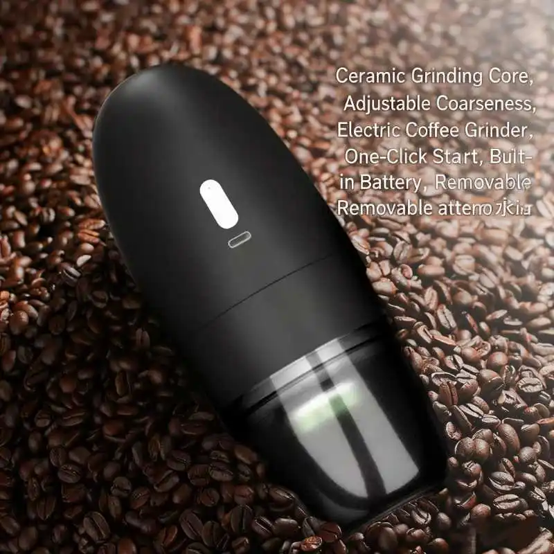 

USB Home Electric Coffee Grinder, TYPE-C, Adjustable Coarseness, Ceramic Grinding Core Portable Coffee Beans Pulverizer Grinders