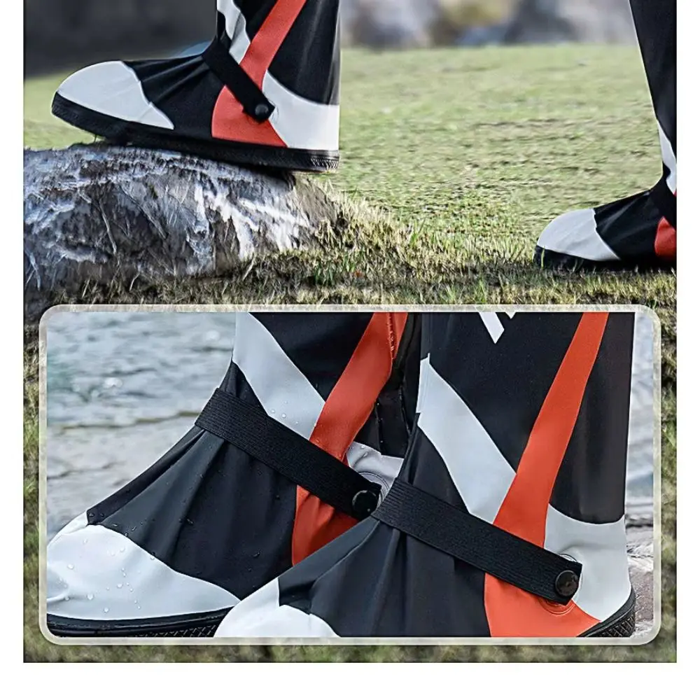 Waterproof Motorcycle Shoe Covers High Tube PVC Overshoes Motorbike Rain Foot Cover Non-slip Double Layer Rainproof Shoes Cover