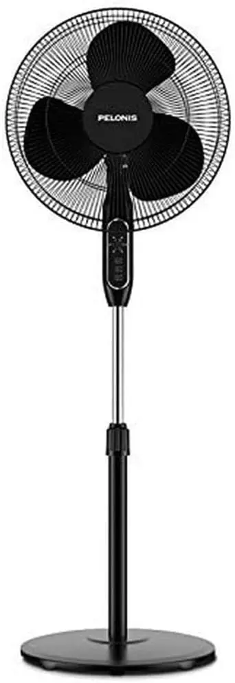 PELONIS 16'' Pedestal Remote Control, Oscillating Stand Up Fan 7-Hour Timer, 3-Speed and Adjustable Height, PFS40A4BBB, Suprem