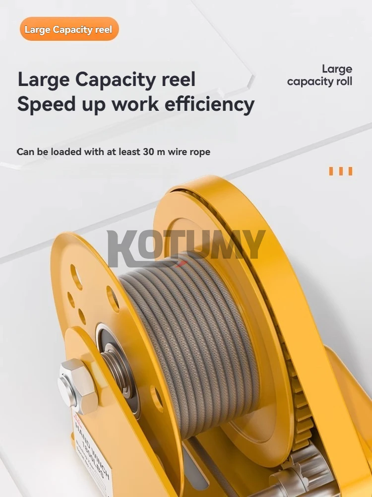 Small Portable Winch Self-Locking Gear Crank Winch Portable Lifting Hoist Pulling Tool for Boat Trailer Cargo Towing Device