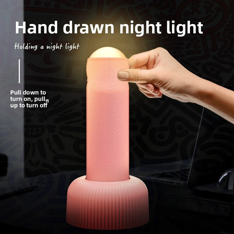 Funny Hand-pulled Charging Night Light, Bedside Ambient Light Creative Desktop Ornament