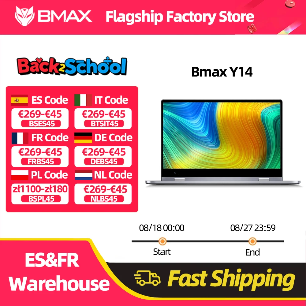 BMAX Y14 Laptop Notebook da 14 pollici Windows 11 16 GB di RAM LPDDR5 512 GB SSD 1920 * 1080 IPS Intel N100 laptop Computer tipo-c