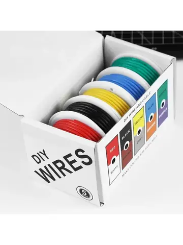 22AWG Electric Wire Flexible Silicone Wires 22 Gauge Stranded Tinned Copper Wire 5 Colors 16.4ft/5m Each or 32.8ft/10m Each