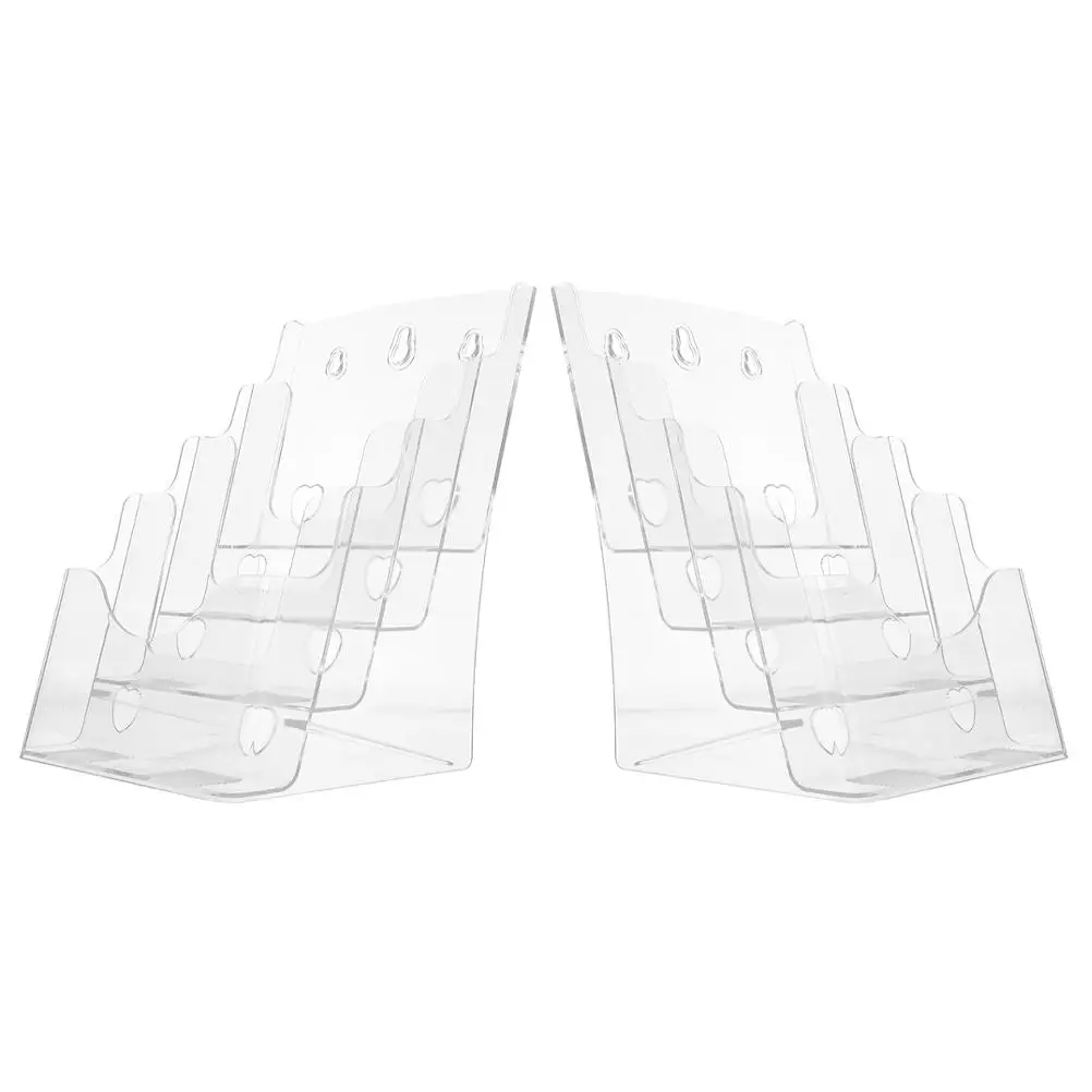 2 stks Acryl Document Rack Box A5 4 Lagen Pamflet Display Stand Tijdschriftenhouder Flyer Organizer Plastic Literatuur Rack