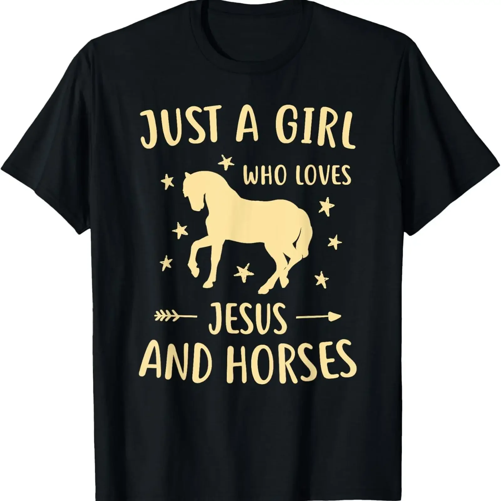 Horse T Shirt For Women Shirtn Girls Jesus And Horses vintage Washed Slightly Top For Everyday Wear Comfortable