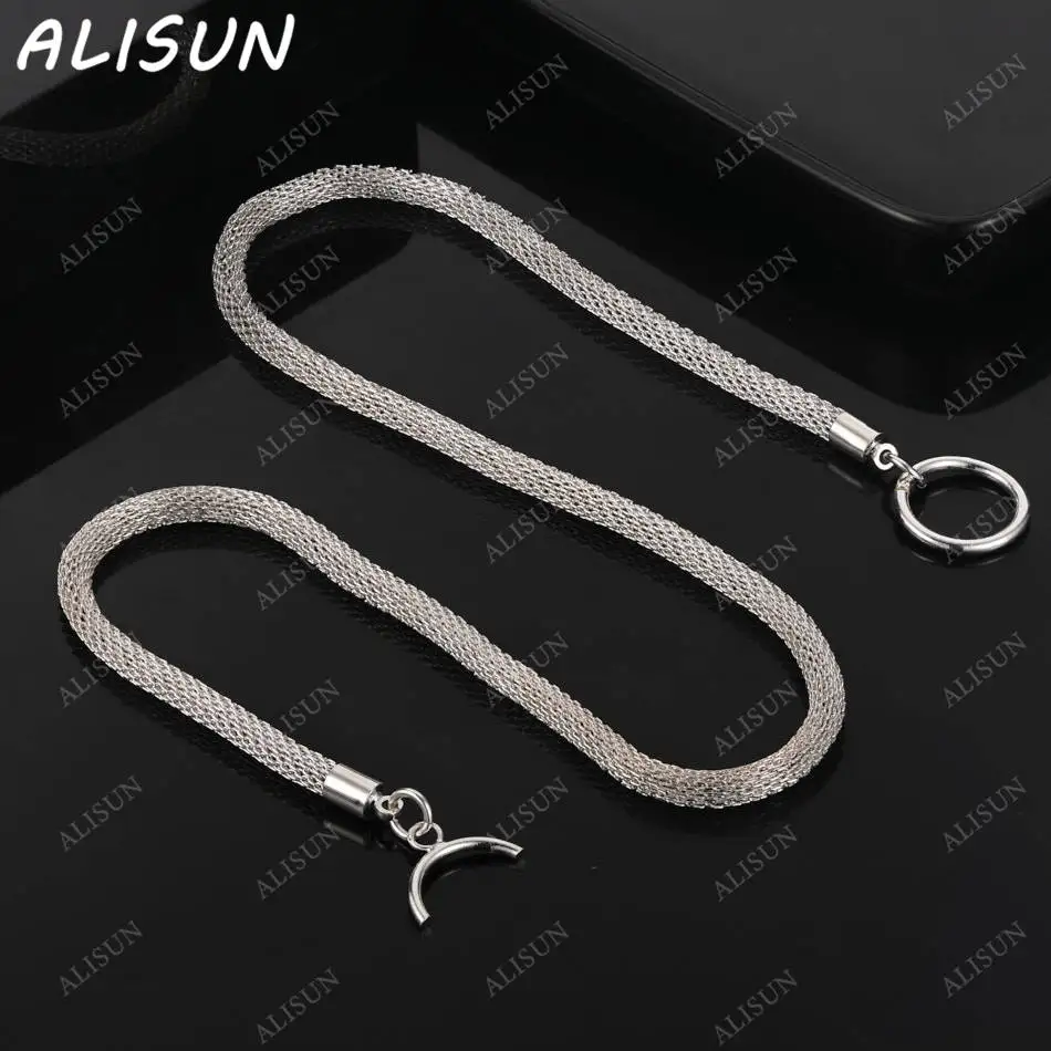 

ALISUN Стерлингового Серебра 925 пробы 45 см 4 мм Цепочка Ожерелье Для Женщин Мужчин Креативные Подарки Уличные Универсальные Вечерние И Повседневная Одежда