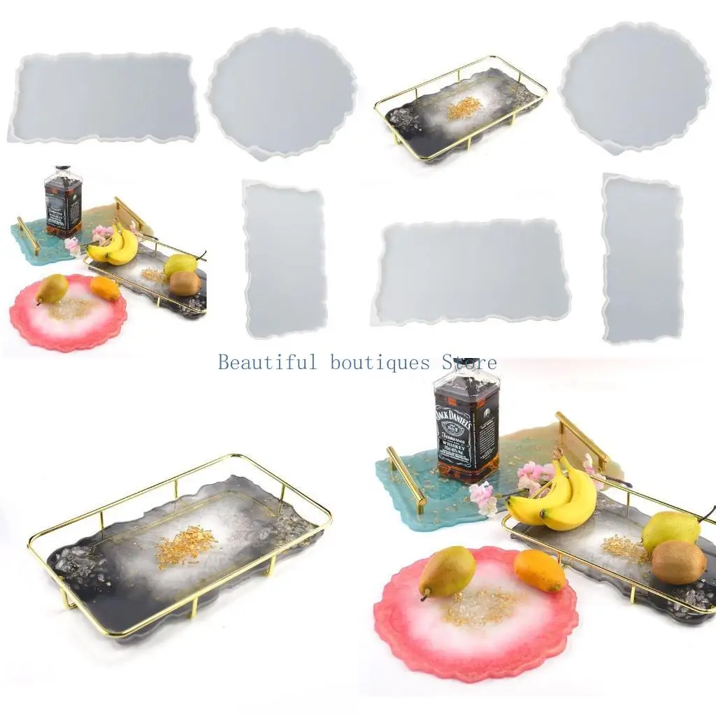 

U4LF Tray Resin Mold Irregular Dinner Platter Silicone Molds for Epoxy Casting DIY