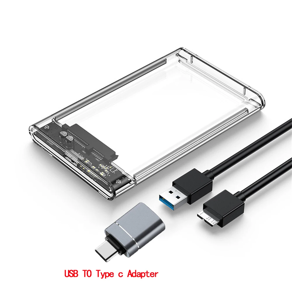USB 3.0 HDD-behuizing 2,5 inch SATA SSD harde schijfbehuizing met 5 Gbps overdrachtsnelheid Mobiele externe behuizing Harddisk Boxs-kabel