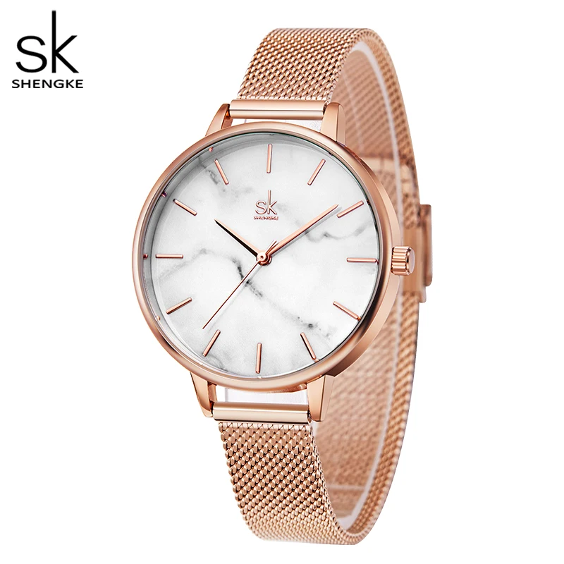 Shengke Luxury Ladies Dress Watch Luminous Waterproof Fashion Woman Wristwatch Stainless Steel Women Quartz Watches reloj+box