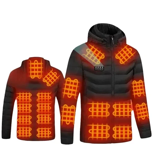 Imagen 2 del producto Chaqueta de plumón con calefacción USB para hombre, parka de invierno para hombre, chaqueta acolchada eléctrica para exteriores, abrigo térmico cálido, ropa, chaqueta calefactable