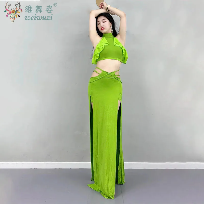 

Women Egyptian Belly Dance Costumes Set Adult Performance Oriental Dance Outfit Split Skirt Practice Dancing Performance Dress