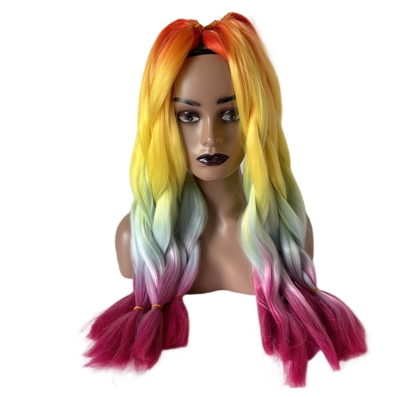 10 Packs Full Head Wearing 20 Inches Rainbow Color Ombre Jumbo Braids Hair Extensions for Black Woman