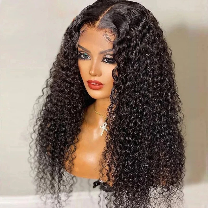 

GEECSKOL OVE Front Lace Center Split Black Long Curly Hair New Product Headband High-temperature Synthetic Fiber