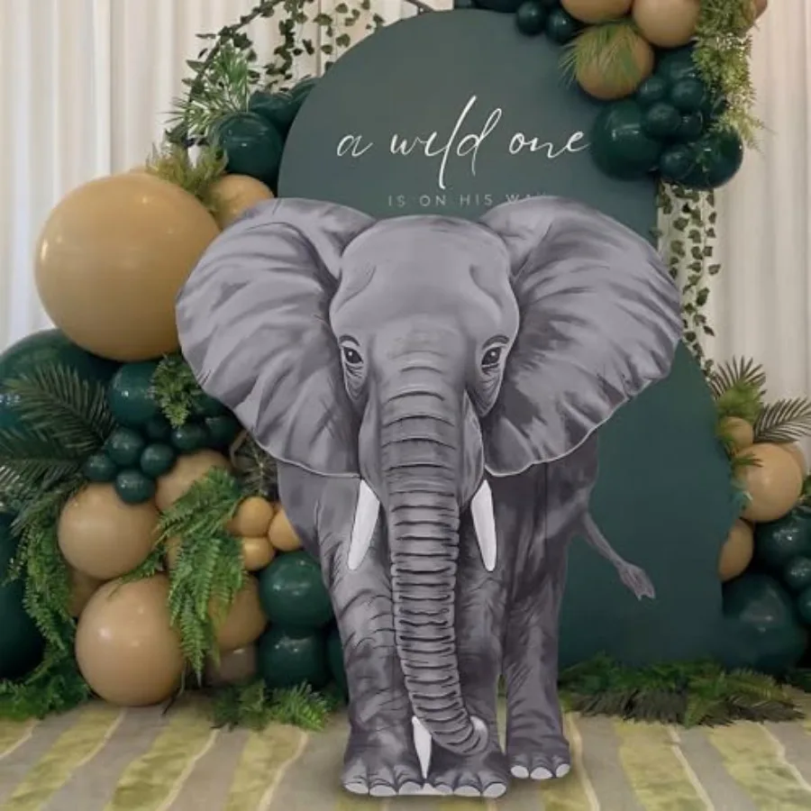 

Картонный вырезной декор в виде слона в натуральную величину (4,59 фута), реалистичный реквизит для фотозоны в стиле сафари, украшение для джунглей