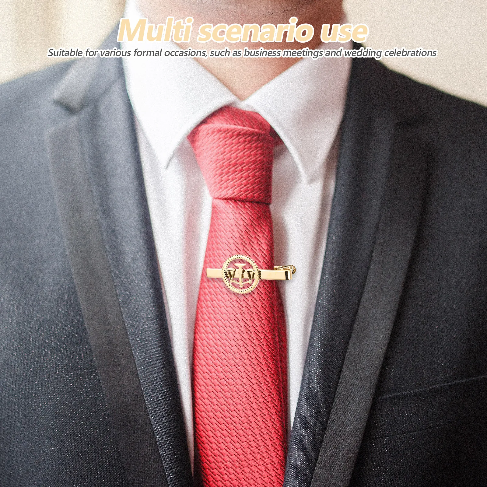 Pince à cravate Libra en acier inoxydable doré pour homme, bijou avocat, design balance de la justice, accessoire formel pour affaires et mariage